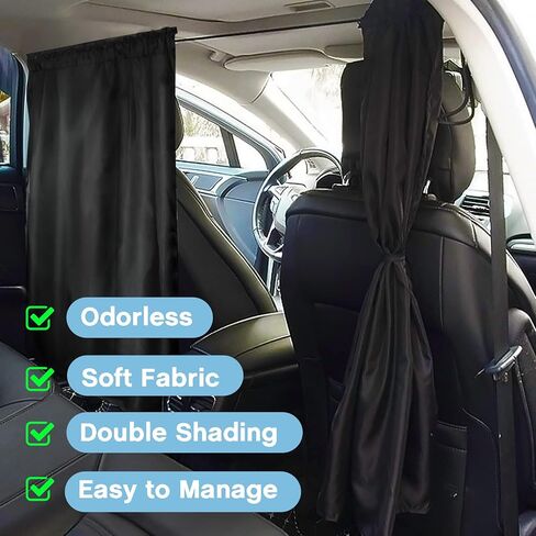 Car Window Shades, 95% Light Blocking Sunshades, 2 Privacy Divider Curtains, Wide Sedan SUV Accessories for Kids Baby Travel Camping Nap Sleeping in Saudi Arabia
