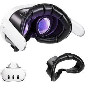 Face Pad & Face Cover Cushion Replacement Compatible with Oculus/Meta Quest 3 -VR Accessories Facial Interface Waterproof PU & Comfortabe Sponge Reduce Head Pressure Immersive Gaming