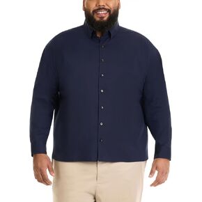 Van Heusen Mens Big And Tall Stain Shield Never Tuck Stretch Solid Button Down Shirt