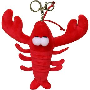 Plush Shrimp Lobster Keychains Pendants Stuffed Animals Key Chains for Backpack Ornaments Key Ring Red