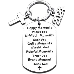 Baptism Gifts for Women Men Christian Bible Verse Religious Gift for Friends Faith Keychain Stocking Stuffers for Teen Boys Girls 2024 Graduation Gift for Him Her Son Daughter Birthday First Communion