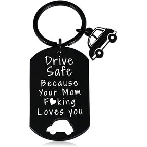 Father Day Gifts for Friends Son Funny Gifts for Son Teen Boys Drive Safe Keychain for Son New Driver Gift for Adult Son Daughter from Mom Dad Birthday Graduation Keyring for Teens Boys Girls Him Her