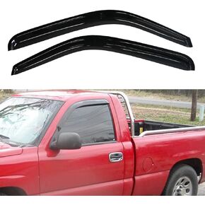 2pcs Front Doors Smoke Sun/Rain Guard Outside Mount Tape-On Window Visors Compatible with 99-06 Silverado Sierra 1500/2500/3500 HD 07 Classic Body