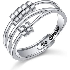 DAOSHANG Sterling Silver fidget ring anxiety ring for women spinner i am enough ring adjustable Inspirational Jewelry Statement Graduation Gift 6-10