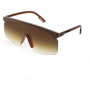 FEISEDY Square Flat Top Shield Oversize One-Piece Half-Rimless Sunglasses for Men Women B2766
