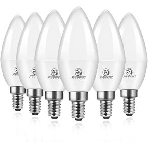 Energetic E12 LED Candelabra Light Bulbs 5.5W (60 Watt Equivalent), 3000K Warm White, 600LM Chandelier Light Bulbs, B11 Candle Bulbs for Ceiling Fan, CA 80 Recessed Can Light, Non-Dimmable, Pack of 6