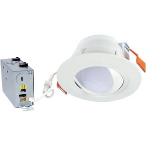 HALO RA 4 inch Gimbal LED Recessed Adjustable Canless Downlight, Selectable 600/900 Lumens, 5 Selectable Color Temperatures Plus Dim to Warm, 120-Volt, White