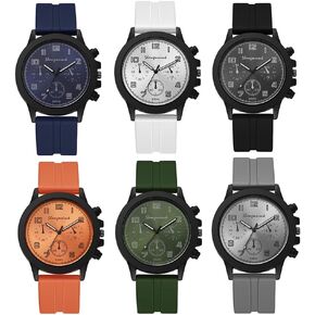 Weicam 6 Pcs Wholesale Watches Unisex Simple Silicone Band Analog Quartz Wristwatches Sport Watch