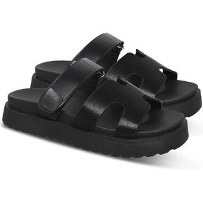 Womens Fashion Platform Sandals Comfy for Woman Slip On Thick Sole Slide Sandals Open Toe Non Slip ummer Flats Shoes Beach Sandals