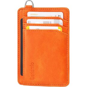 Hypotenuse Groove Slim Minimalist Front Pocket RFID Blocking Card Holder Wallet with D-Shackle for Men and Women