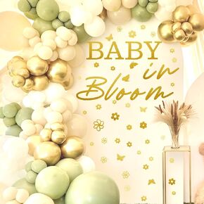Baby in Bloom Party Decal Baby Shower Backdrop Decals Baby Welcome Sign Wall Stickers Gender Reveal Party Wall Decal for Balloon Arch First Birthday Party Decorations Wall Stickers