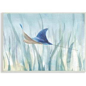 Stupell Industries Stingray Aquatic Animal Ocean Blue Spotted Sea Creature, Design by Danhui NAI Wall Plaque, 15 x 10 in Saudi Arabia