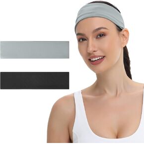 Headbands for Women, Higher-Quality Polyester Headband with Perfect Stretchy, Workout Headbands for Women Yoga Running Sports (2PCS)
