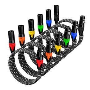 GeoHN.G XLR Cables, XLR Microphone Cables 6ft 6 Packs, 3-Pin Premium Balanced Shielded XLR Speaker Cable Male to Female Balanced Mic Patch Cord