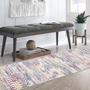 GAOMON 2x4 Small Bedroom Rug Machine Washable Indoor Doormat Throw Floor Carpet Rug Stain Resistant Farmhouse Area Rug for Living Room Kitchen, Colorful