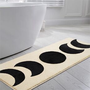 Boho Bathroom Rug Runner - Non Slip & Water Absorbent Half Moon Rug - Boho Bath Rug with Moon Phase Bohemian Design - Boho Bath Mat for Bathroom - Boho Runner Rug - 52.5″ x 20.5″ Yellow