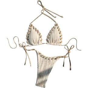 SOLY HUX Women's Bikini Sets Halter Triangle Tie Side Bikini Bathing Suits Two Piece Swimsuit