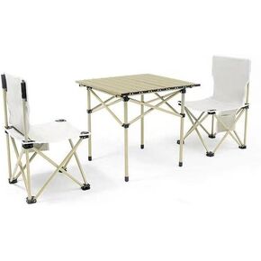 Aluminum Folding Chair Portable Camping Folding Chairs and Tables Set with Carrying Bag (3, 17 * 17 * 28.4,20.9 * 20.9 * 19.7) in Saudi Arabia
