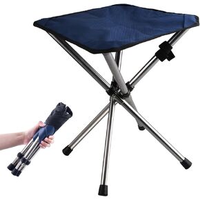 Azarxis Foldable Tripod Stool Portable Telescopic Chair Compact Lightweight for Camping Fishing Hiking Picnic Beach BBQ Travel Backpacking Garden Seat with Carry Bag (Blue)