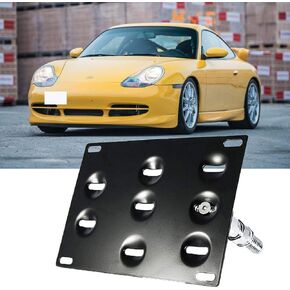Xotic Tech Bumper Tow Hook License Plate Mount Bracket Compatible with Porsche 911 Carerra Boxster 1994-2011 (Black)