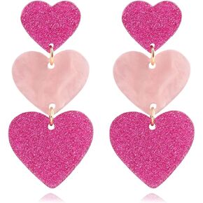 Dangle Plated Silver Nickel Free Earrings for Women Girls Teens Fashion Heart Dangle Drop Sparkly Crystal Earrings for Women Girls Teens