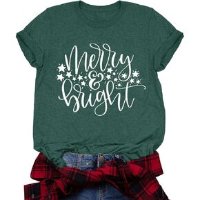 Merry Christmas Tree Print T-Shirt Women Leopard Plaid Casual Short Sleeve Tee Tops Blouse