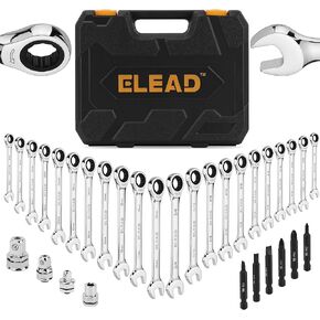 33-Piece Combination Ratchet Wrench Set | CR-V Steel | SAE & Metric Sizes | 72-Tooth Gear Design | Organizer Carry Case | Ideal for Mechanics & DIY