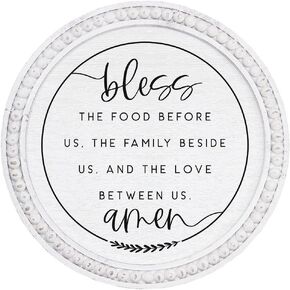 Simply Said, INC Beaded Round Wall Art, Prayer Before Meals - 14 x 14 inch Circular Wall Sign BAO1102
