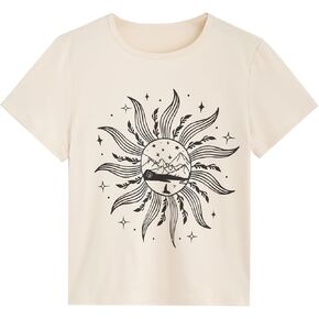 SOLY HUX Graphic Tees for Girl Floral Print Short Sleeve Round Neck T Shirts Tops