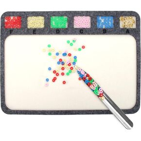 Pletpet 2 PCS Set Jewelry Bead Mats with Bead Scoop, Board with Six Individual Grids Beading Trays