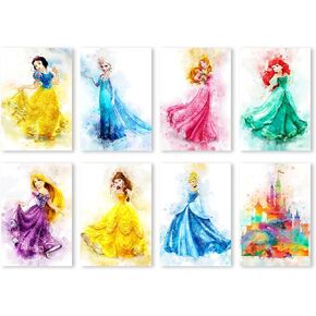 Kaedehara Kazuha Princess Posters 8PCS Watercolor Fairy Princess Room Decor Wall Art Poster Print for Girls Room 11.5" x 16.5" in Saudi Arabia