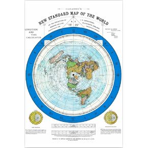 1892 Flat Earth Map - Alexander Gleason's New Standard Map of the World 24 x 36 Large Wall Art Poster