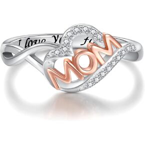 925 Sterling Silver Mom Nana Ring Mother Grandma Jewelry Gift for Women Mothers Day Birthday Engrave I Love You Forever