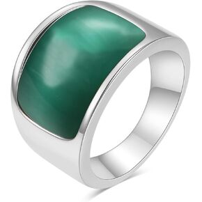 Men's Stainless Steel Vintage Square Gem Rings Gold and Silver Fashion Ring Party Wedding Gift For Men