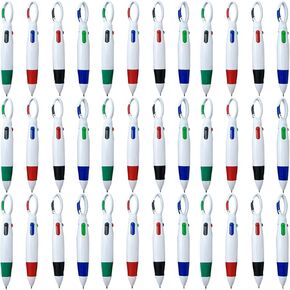 36PCS Plastic Carabiner Shuttle Pens 4-in-1 Retractable Ballpoint Pens Multicolor Pens with Buckle Keychain on Top for Office School Supplies Students Children Gift