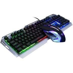 Keyboard and Mouse Combo Wired Backlit Keyboard,Colorful Mouse Keyboard Set,Lighted Gaming Keyboad,USB Gamer Keyboard Combo,Rainbow LED Keyboard Metal Panel,for Prime Xbox One PS4 PS5 Games