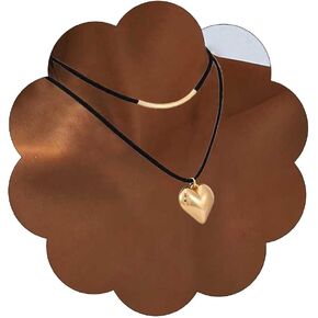 Yalice Black Velvet Choker Necklace Puff Heart Pendant Necklace Y2K Layered Necklaces Jewelry for Women
