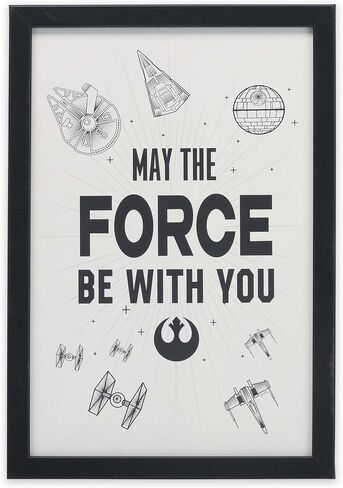 Disney Star Wars May The Force Be with You Framed Wood Wall Decor - Classic Star Wars Picture Featuring Darth Vader and Luke Skywalker in Saudi Arabia