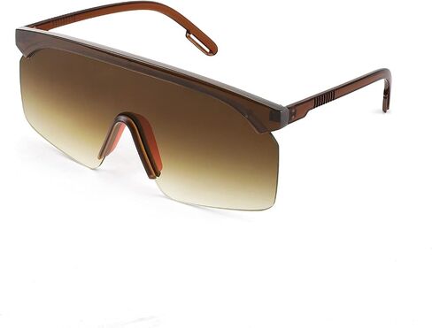 FEISEDY Square Flat Top Shield Oversize One-Piece Half-Rimless Sunglasses for Men Women B2766 in Saudi Arabia