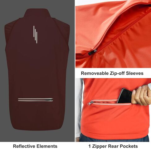 33,000ft Men's Cycling Jacket Long Sleeve, Waterproof Running Bike Vest Outerwear Reflective Windproof Sleeveless Jacket in Kuwait