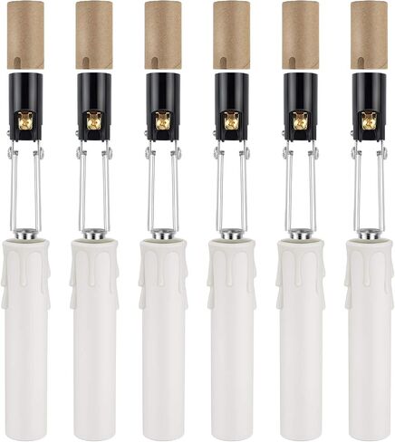 DiCUNO E12 Length Adjustable Bulb Socket, Candelabra Base Bulb Holder with Cardboard Insulator and Plastic Candle Cover Sleeves, 6-Pack in Saudi Arabia