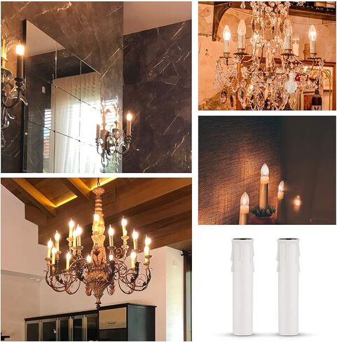 DiCUNO E12 Length Adjustable Bulb Socket, Candelabra Base Bulb Holder with Cardboard Insulator and Plastic Candle Cover Sleeves, 6-Pack in Saudi Arabia
