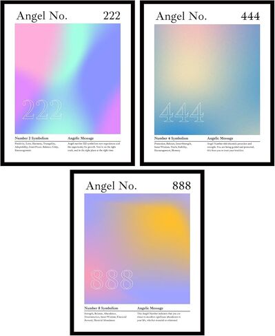 Roxbury Row Aura Poster Aesthetic, Angel Number Poster, Angel Wall Decor, Gradient Painting, Spiritual Posters, Posters & Prints (Set of 3 8x10 Unframed Prints, 2-4-8: Alignment, Protection, Balance) in Saudi Arabia