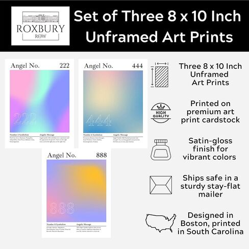 Roxbury Row Aura Poster Aesthetic, Angel Number Poster, Angel Wall Decor, Gradient Painting, Spiritual Posters, Posters & Prints (Set of 3 8x10 Unframed Prints, 2-4-8: Alignment, Protection, Balance) in Saudi Arabia