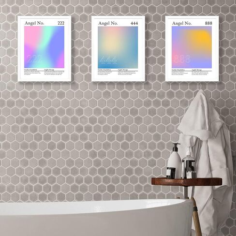 Roxbury Row Aura Poster Aesthetic, Angel Number Poster, Angel Wall Decor, Gradient Painting, Spiritual Posters, Posters & Prints (Set of 3 8x10 Unframed Prints, 2-4-8: Alignment, Protection, Balance) in Saudi Arabia