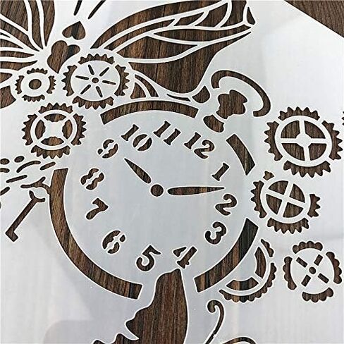 OBUY فراشة والعتاد ساعة DIY الحرفية جوفاء طبقات الإستنسل ل طلاء جدران سكرابوكينغ ختم ألبوم الزخرفية النقش ورقة بطاقة in Kuwait