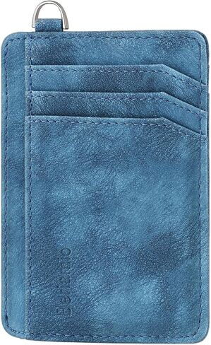 Hypotenuse Groove Slim Minimalist Front Pocket RFID Blocking Card Holder Wallet with D-Shackle for Men and Women in Saudi Arabia