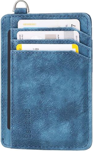 Hypotenuse Groove Slim Minimalist Front Pocket RFID Blocking Card Holder Wallet with D-Shackle for Men and Women in Saudi Arabia