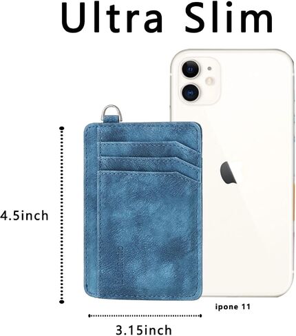 Hypotenuse Groove Slim Minimalist Front Pocket RFID Blocking Card Holder Wallet with D-Shackle for Men and Women in Saudi Arabia