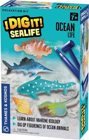 Thames & Kosmos I Dig It! Sealife – Ocean Life Excavation Kit | Explore Underwater Archaeology, Marine Biology | Dig Plastic Sea Creatures Out of a Plaster Block | Dust-free, Safe Educational Activity in Saudi Arabia